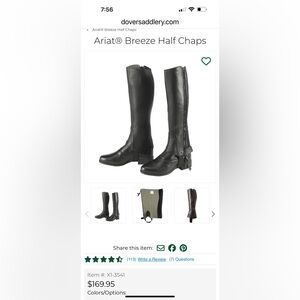 Ariat Black Equestrian “Breeze” Half Chaps